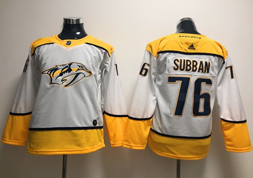 Adidas Nashville Predators #76 P.K Subban White Road Authentic Stitched Youth NHL Jersey->youth nhl jersey->Youth Jersey
